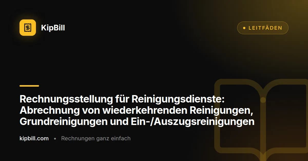 Rechnung eines Reinigungsdienstes mit wiederkehrendem Zeitplan, Quadratmeter-Preisen und Materialkosten