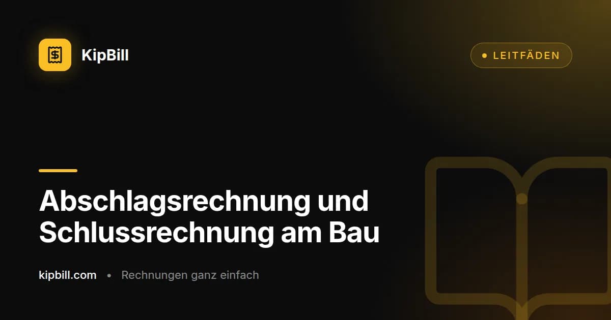 Bauunternehmer prüft eine Abschlagsrechnung auf der Baustelle mit Bauplänen und Schutzhelm