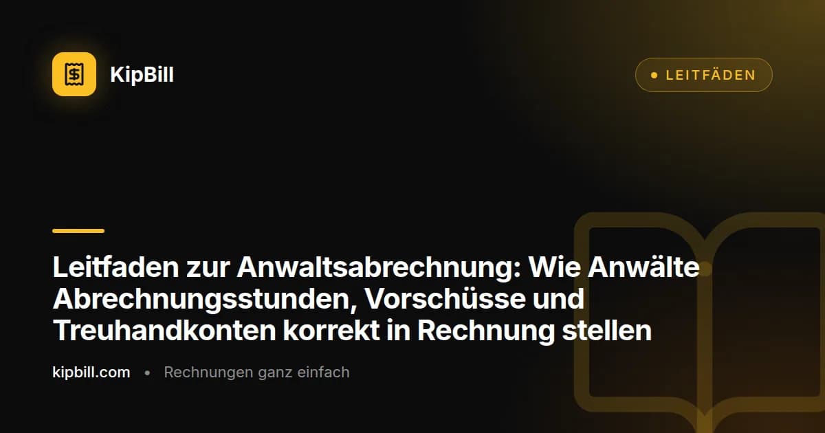 Anwalt prüft eine detaillierte Rechnung mit Abrechnungsstunden und Vorschussaufstellung auf einem Schreibtisch