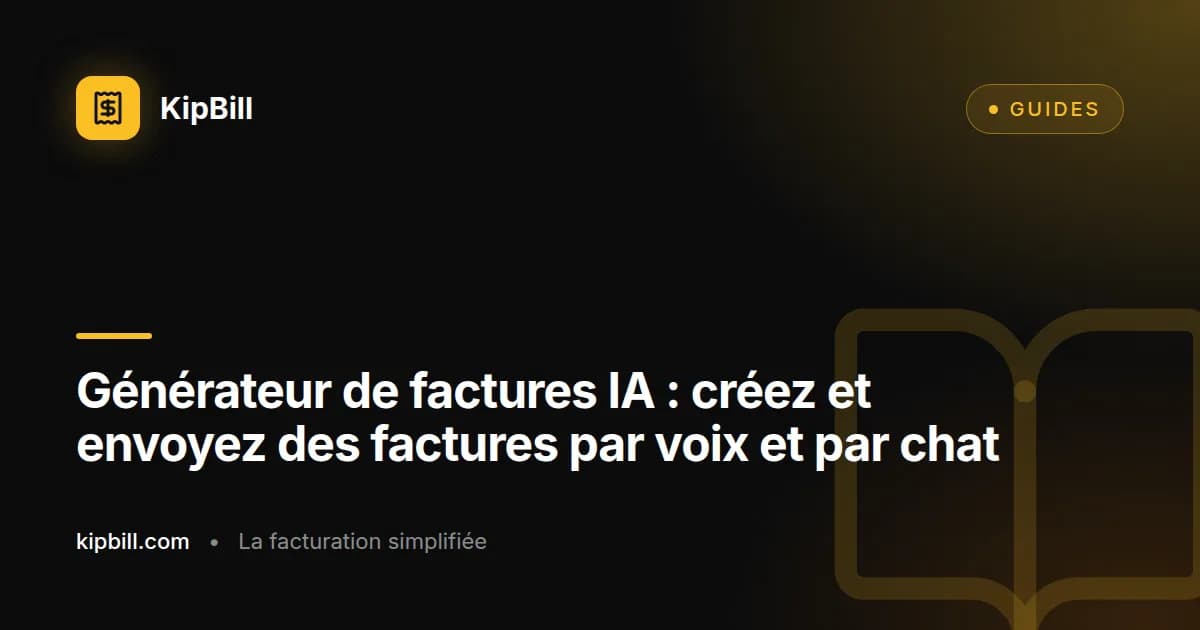 Générateur de factures IA KipBill créant une facture par commandes vocales et chat