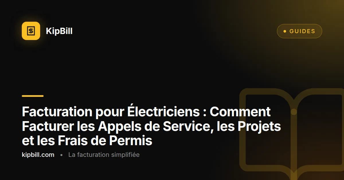 Exemple de facture d'électricien montrant les coûts des matériaux, les heures de travail et les frais de permis pour un projet de câblage résidentiel