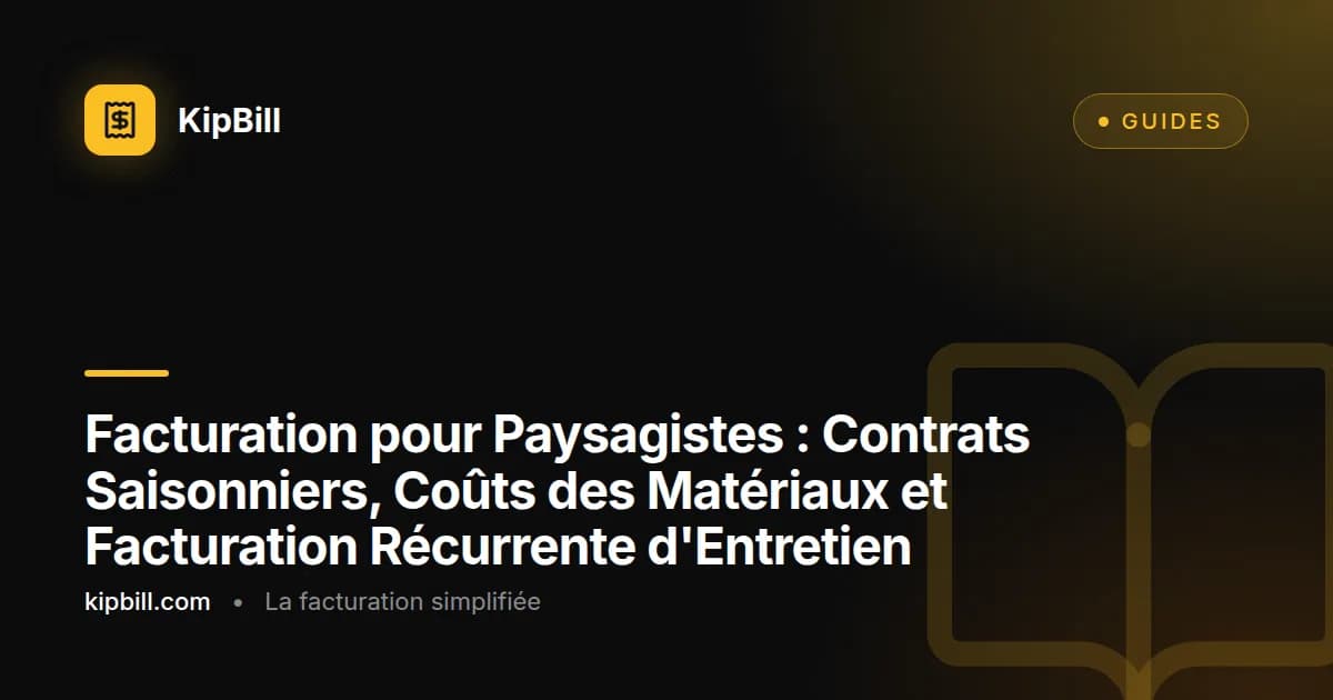 Facture de paysagisme montrant un contrat saisonnier d'entretien de pelouse, les coûts des matériaux et la ventilation par taille de propriété