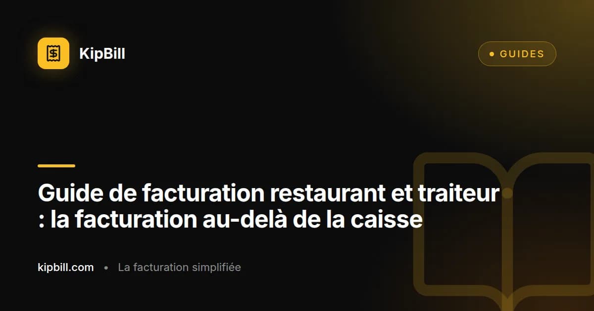 Un restaurateur consultant une facture traiteur sur un ordinateur portable dans une cuisine professionnelle