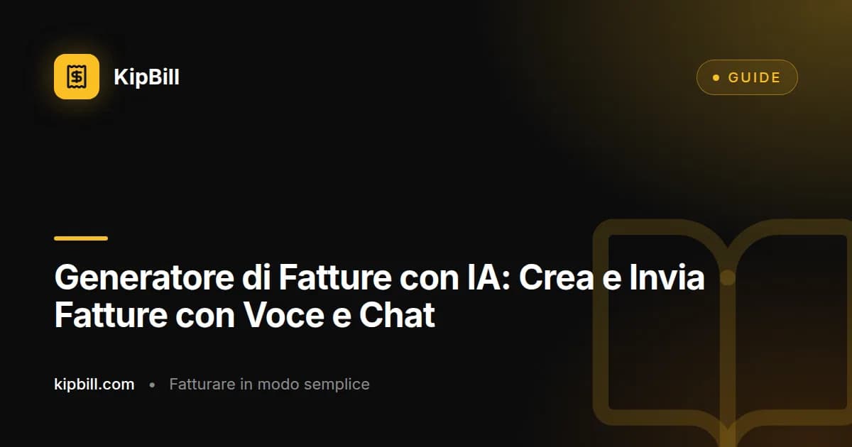 Il generatore di fatture IA di KipBill che crea una fattura tramite comandi vocali e chat