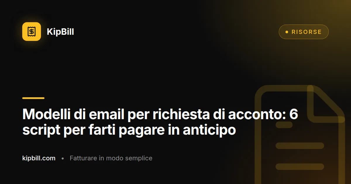 Freelance che invia a un cliente un'email di richiesta acconto prima di iniziare il lavoro
