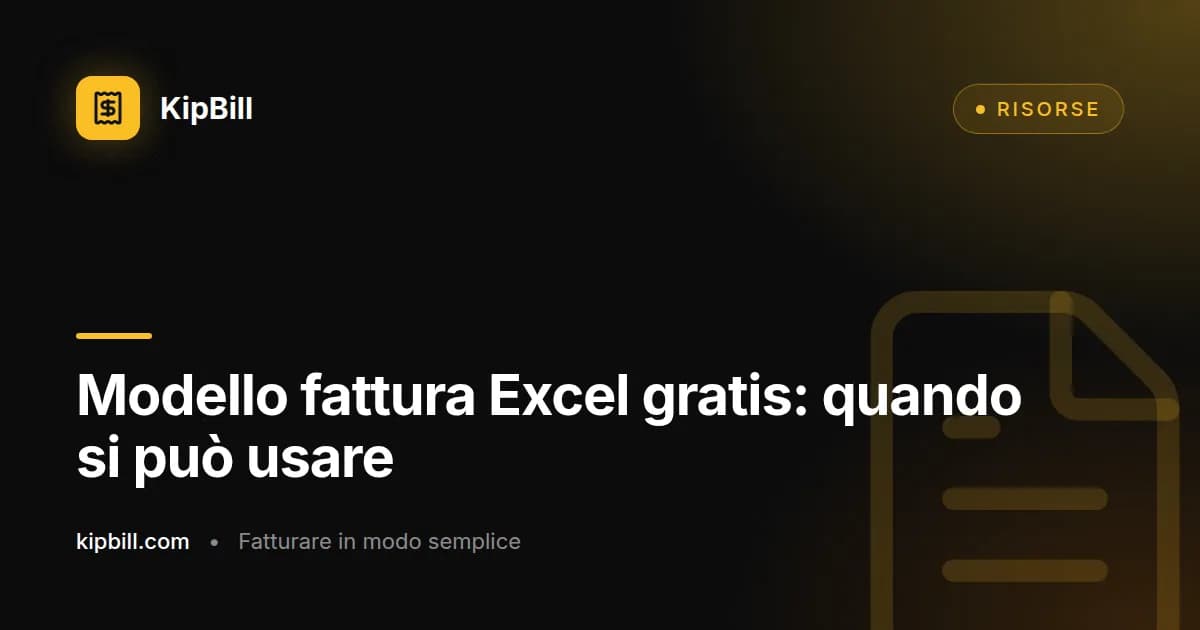 Modello di fattura in Excel con imponibile, IVA per aliquota e totale documento