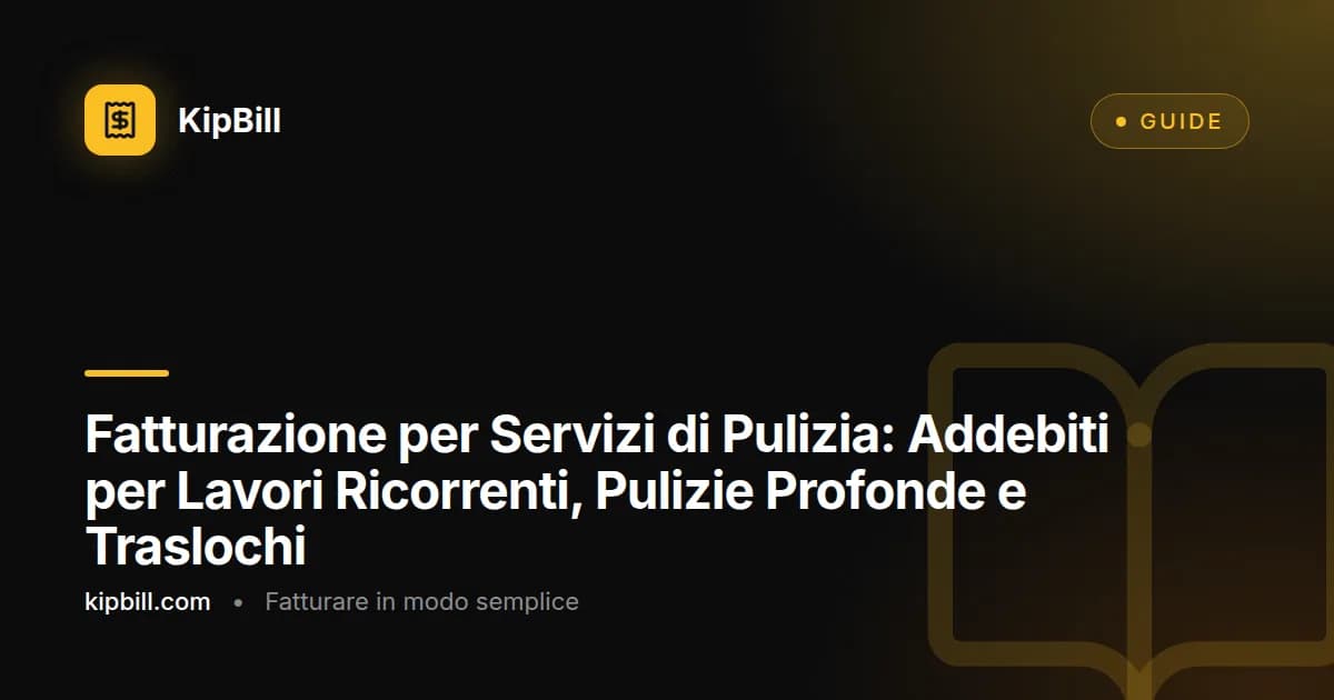 Fattura di servizio di pulizia con programma ricorrente, prezzi al metro quadrato e costi dei materiali