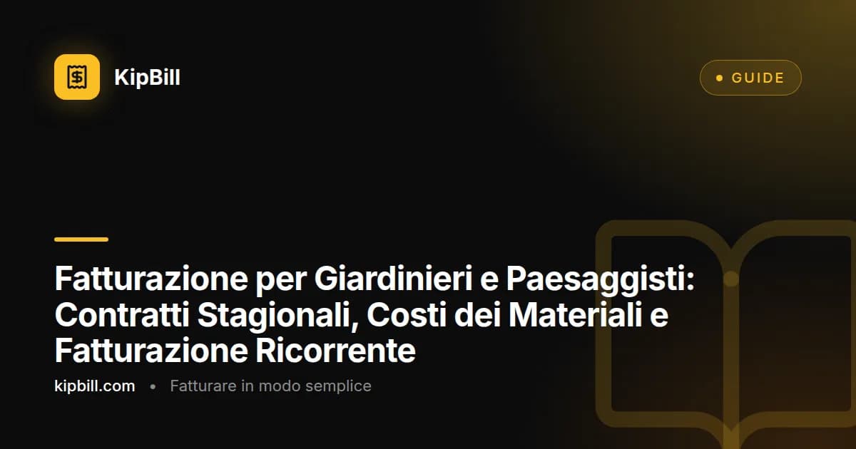 Fattura di giardinaggio con contratto stagionale di manutenzione prato, costi materiali e suddivisione per dimensione proprietà