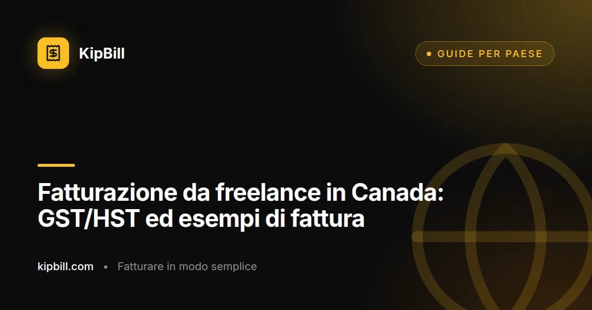 Freelance canadese che prepara una fattura con GST/HST al portatile