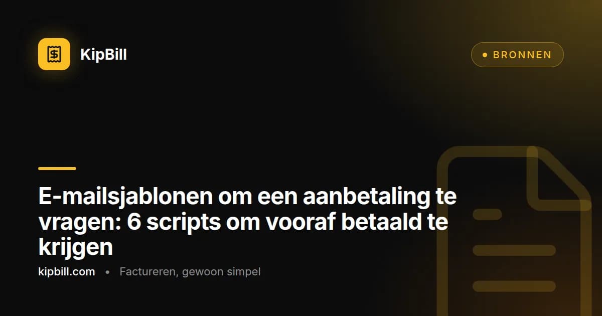 Freelancer die een e-mail met een verzoek om aanbetaling naar een klant stuurt voordat het werk begint
