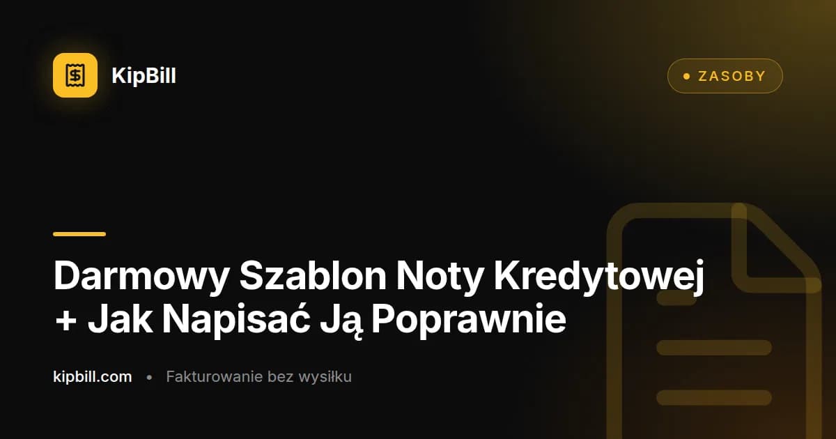 Darmowy szablon noty kredytowej dla małych firm