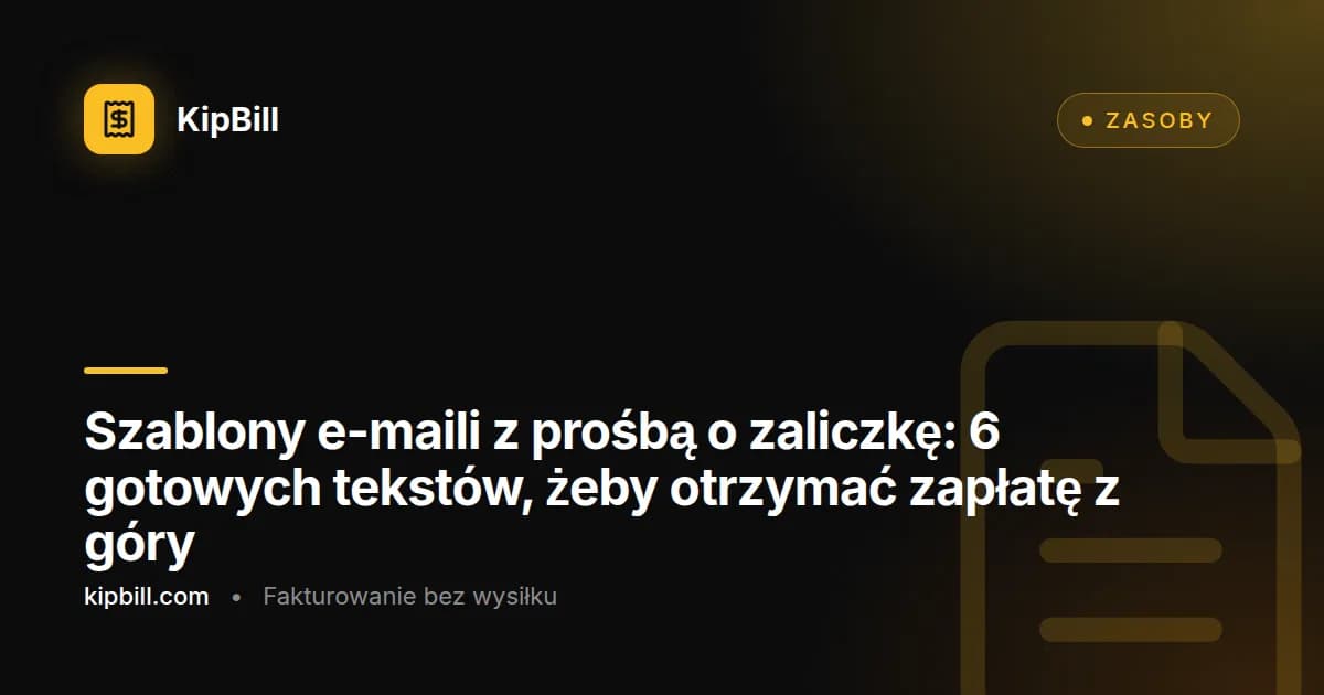 Freelancer wysyłający do klienta e-mail z prośbą o zaliczkę przed rozpoczęciem pracy