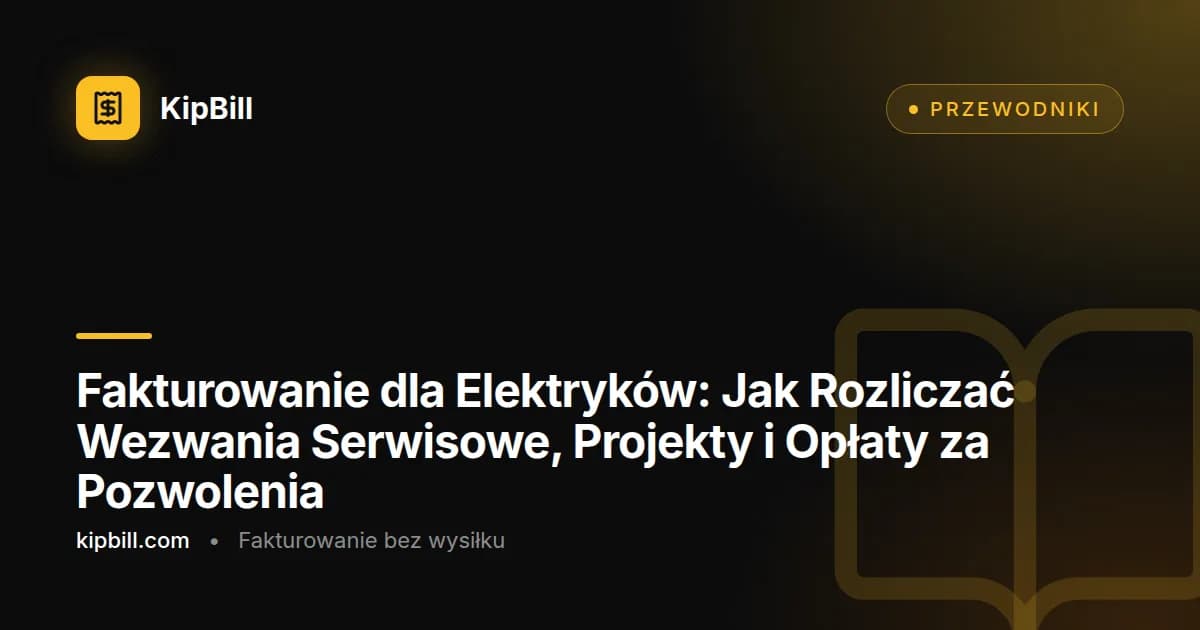Przykład faktury elektryka pokazujący koszty materiałów, godziny pracy i opłaty za pozwolenia dla projektu okablowania mieszkalnego