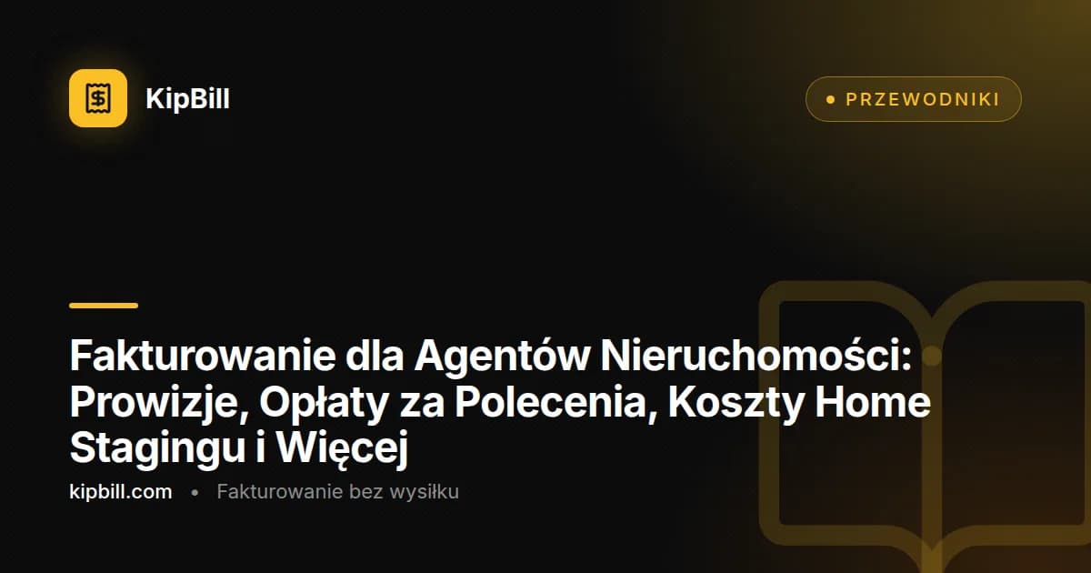 Agent nieruchomości przeglądający faktury prowizyjne przy biurku z dokumentami nieruchomości