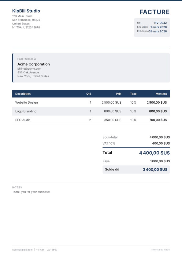 Logiciel de facturation pour consultants — Facturation professionnelle