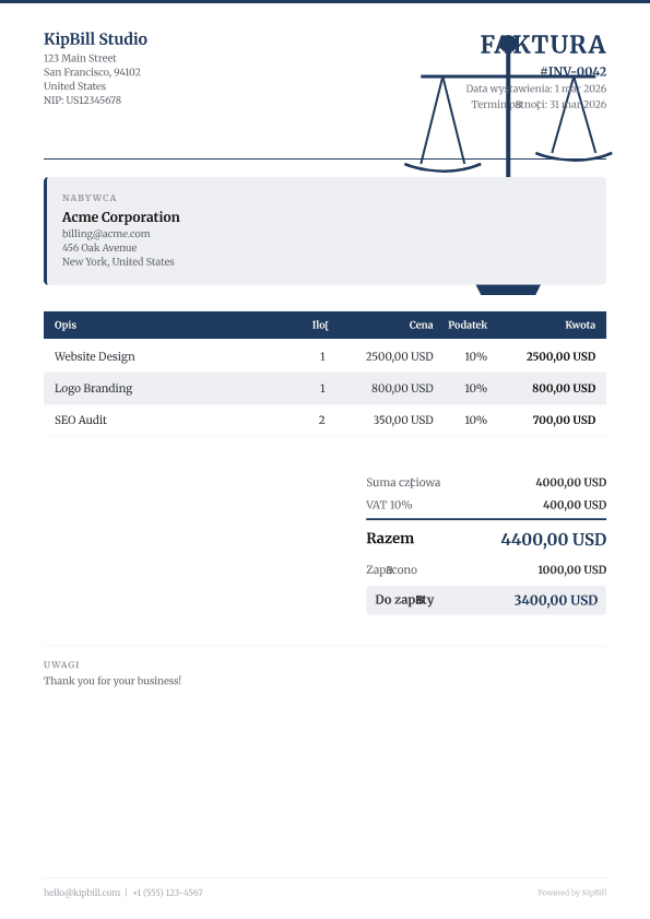 Program do faktur dla prawników — Proste rozliczenia prawne