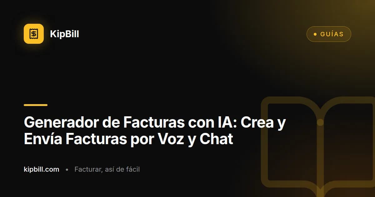 Generador de facturas con IA de KipBill creando una factura mediante comandos de voz y chat