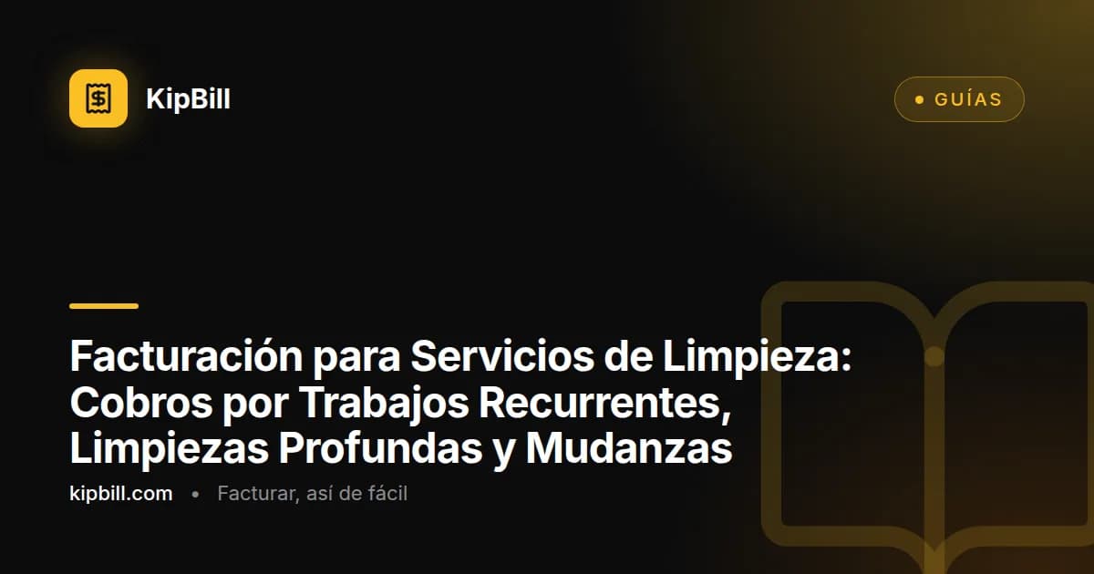 Factura de servicio de limpieza mostrando horario recurrente, precios por metro cuadrado y cargos de suministros