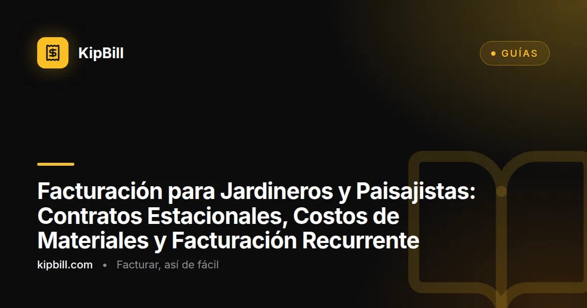 Factura de paisajismo mostrando contrato estacional de mantenimiento de césped, costos de materiales y desglose por tamaño de propiedad