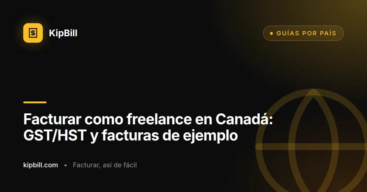 Freelance canadiense preparando una factura con GST/HST en un portátil