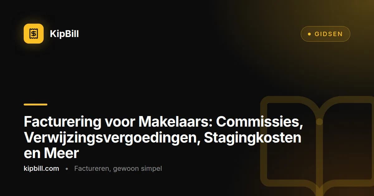 Een makelaar die commissiefacturen bekijkt aan een bureau met vastgoeddocumenten