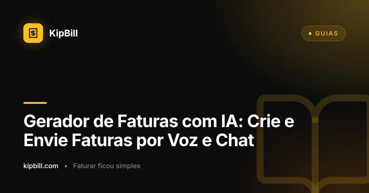 Gerador de faturas com IA do KipBill criando uma fatura por comandos de voz e chat